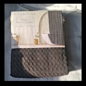 Casaluna Textured Waffle Shower Curtain - Charcoal Nwt